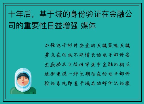 十年后，基于域的身份验证在金融公司的重要性日益增强 媒体